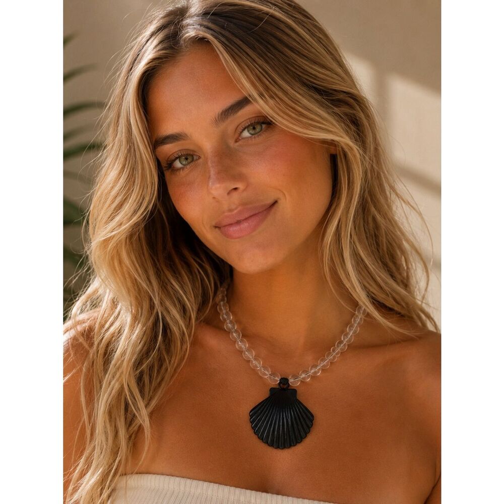 Midnight Beaded Shell Necklace